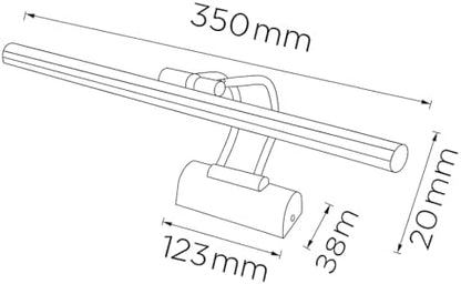 35cm LED Aplik Gold Kasa | 3200K Gün Işığı | IP20 Koruma | Ayna, Tablo ve Resim Banyo Üstü Duvar Aydınlatma | 220V | Modern Tasarım