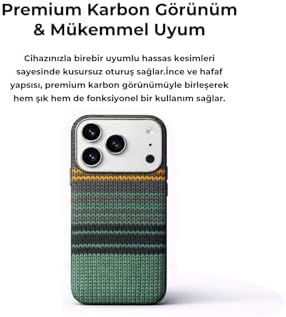 iPhone 17 Pro ile uyumlu Kapak M-Safe Şarj Özellikli İnce Yapılı Karbon Kevlar Kılıf - Kahverengi
