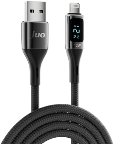 12W Dijital Led Ekranlı USB-A to Lightning iPad Örgülü Hızlı Şarj ve Data Kablosu 1 Metre