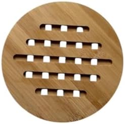 Doğal Bambu Yuvarlak Çizgili Nihale, Mutfak İçin Şık Isı Altlığı, 17 cm, Nemli Bezle Silinebilir