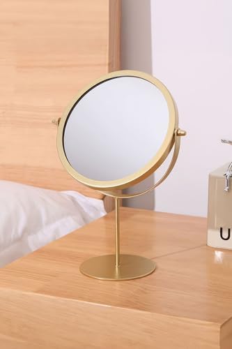 Masa Üstü 14,5 cm Tek Taraflı Gold Yuvarlak Dönen Metal Masa Aynası cin895sr