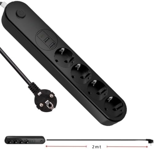Infomax Termal Akım Korumalı Grup Priz (ShowMax SH-4625), 4 Priz, 2 USB A ve 1 Type-C Çıkışlı (3.1A), 2 Metre Kablolu, Çocuk Korumalı (Ev ve Ofis İçin)