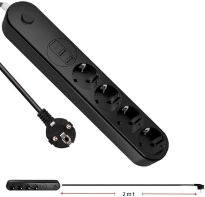 Infomax Termal Akım Korumalı Grup Priz (ShowMax SH-4625), 4 Priz, 2 USB A ve 1 Type-C Çıkışlı (3.1A), 2 Metre Kablolu, Çocuk Korumalı (Ev ve Ofis İçin)