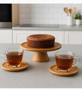 Bambu Çay Tabağı Altlığı, Yuvarlak, Kahverengi, Elde Yıkama, Bulaşık Makinesi Kullanımına Uygun Değil, 10 x 10 cm, 6 Parça