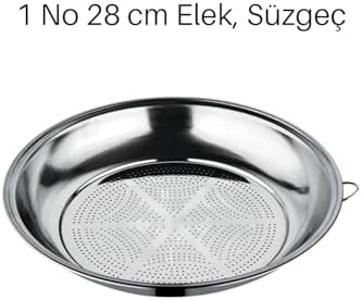 1 No 28cm Klasik Süzgeç, Kevgir Seti Paslanmaz Çelik Salça Kevgiri, Elek