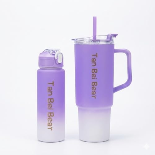 2’li Matara ve Pipetli Mug Bardak Seti – 900 ml Spor Suluk + 1500 ml Pipetli Termal Mug Bardak, Günlük Kullanım İçin İçecek Seti