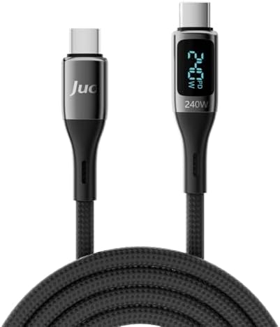 240W Dijital Led Ekranlı E-Mark Çipli PD 3.1 USB Type-C to Type-C Hızlı Şarj ve Data Kablosu 1 Metre