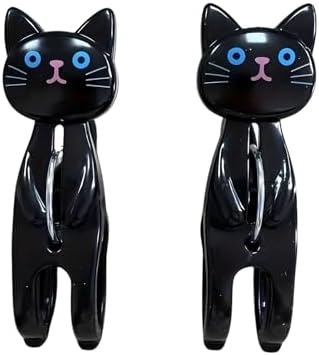 Siyah Kedi Şekilli Plaj Havlusu Mandalı, Plastik, Güçlü Tutuşlu, 2'li Set