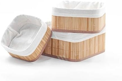 3'lü Çok Amaçlı Bambu Organizer Seti, Çok Boyutlu Mutfak Banyo Ev Sepetleri, Büyük, Orta, Küçük Boy