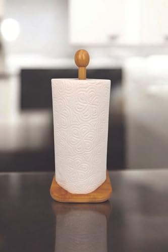 Doğal Bambu Rulo Kağıt Havluluk - Mutfak Tezgah Üstü Dik Havlu Standı, Standart ve Dev Boy Rulolar için Bambu Tasarım Kağıt Havlu Tutucu
