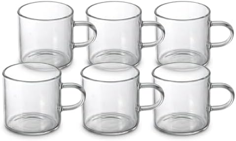 6'lı Borosilikat Cam Mini Kupa Seti - 130 ml Tek Cidarlı, Altlıksız Türk Kahvesi ve Espresso Fincanı Takımı