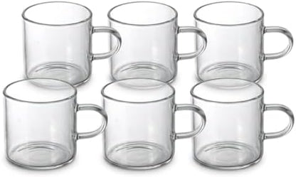 6'lı Borosilikat Cam Mini Kupa Seti - 130 ml Tek Cidarlı, Altlıksız Türk Kahvesi ve Espresso Fincanı Takımı