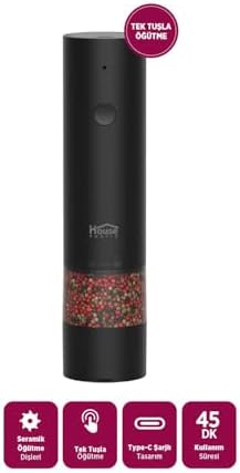 HP106 Şarjlı Tuz ve Baharat Öğütücü Siyah