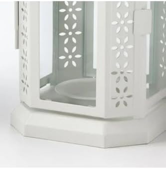 ENRUM Beyaz Dekoratif Fener, 22 cm, Mum Işığı İçin