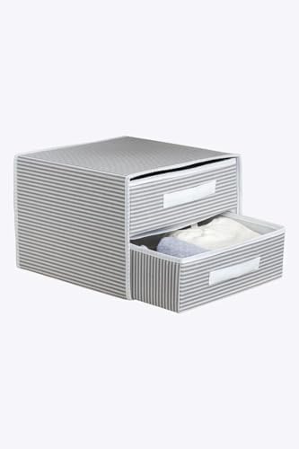 Dolap İçi Kumaş Kaplamalı Mini Çekmece Organizer, Çekmeceli Dolap İçi Düzenleyici, İç Çamaşırı Çorap Tekstil Organizer Kutusu (2 Çekmeceli)