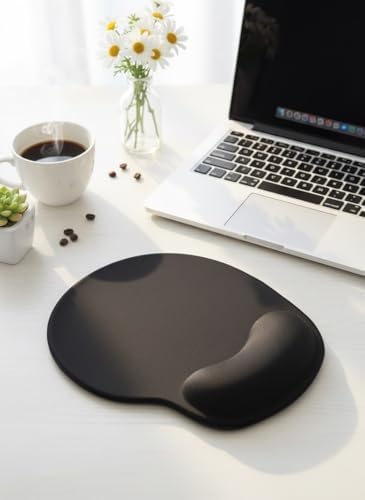 TIGER TRACK Siyah Bilek Destekli Ergonomik - Kaymaz Taban Mouse Pad