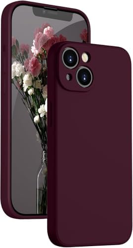 iPhone 13 ile uyumlu Kadife Astarlı Bordo Mat Silikon Kılıf – Kamera Korumalı, Şok Emici