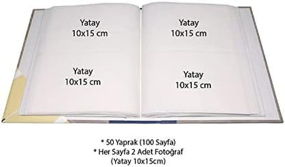 Fotoğraf Albümü 10x15cm 200 Fotoğraf Kapasiteli Üçgen Love Desenli Renkli Anı Albümü