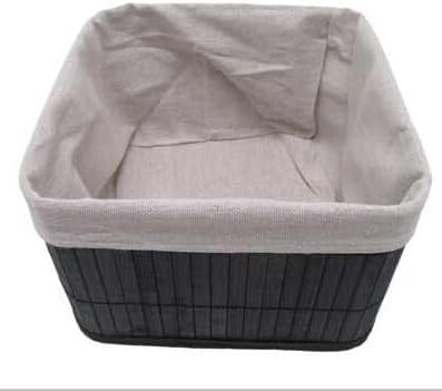 Bambu Çok Amaçlı Saklama Kutusu Düzenleyici Kare Organizer, Dekoratif Bambu Düzenleyici SİYAH (20x20x13cm)