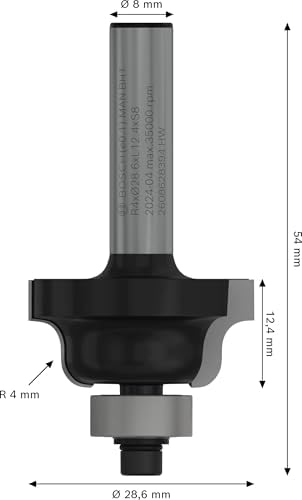 2 608 aksesuarı 628 394 profil freze B 8 mm, R1 4 mm, B 8 mm, L 12,7 mm, G 54 mm