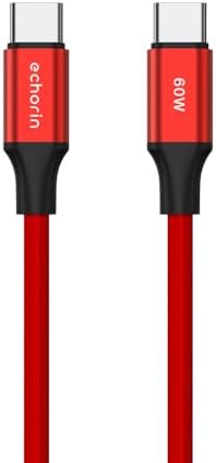 USB C'den USB C'ye 60W, 2.4A, 1m, PD 2.0, Çift Kat Örgülü Hızlı Şarj ve Data Kablosu (Kırmızı, 1 metre)