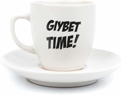 Gıybet Time! Krem Türk Kahvesi Fincanı - Hediye Seramik Türk Kahvesi Fincanı
