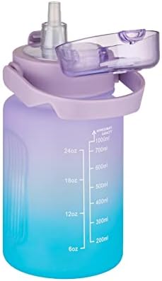 1000 ml Pipetli/Pipetsiz Kullanım Çift Renk SoftTouch Motivasyon Matarası Sticker Hediyeli