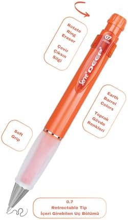 Versatil Kalem 07Mm- Toprak Tonları - Yedekli Set (Grip Ve Silgi) Kiremit