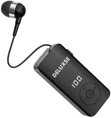 BT-14 Çekmeli Bluetooth Kulaklık LED Ekranlı Titreşimli Yakanıza Takıp Çekmeli Olarak Kullanabilirsiniz Siyah Mikfonlu Eller Serbest Arama 18 saat müzik 160 saat bekleme V5,4