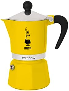 : 3 Cups Ocak Üstü Espresso Pişirici - 130ml - Sarı Renk - Alüminyum Gövde - Patentli Güvenlik Valfi - Tüm Ocak Türleri İçin Uygundur (İndüksiyon Hariç)