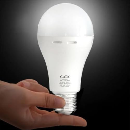 Şarjlı LED Ampul 9W (830 Lümen) 6400K Beyaz Işık, Elektrik Kesintisinde Otomatik Yanan E27 Duylu Şarj Edilebilir Acil Durum Işıldak Ampulü Cata CT-4229