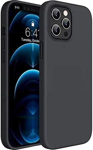iPhone 12 ve 12 Pro ile Uyumlu Lansman Silikon Kılıf, Kamera Korumalı Kadife İç Astarlı Esnek ve Darbe Emici Mat Siyah Kapak