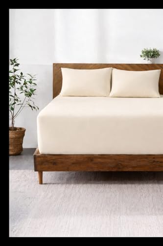 Lastikli & Hipoalerjenik Çarşaf%100 Pamuk Penye Kumaş Krem 100x200, LUXCARSAF