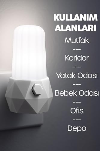 2li Gece Lambası Prizma Tip 2 MOD Sarı-Beyaz Işık Koridor Hol Işığı Uyuma Işığı Beyaz + Turkuaz GC07