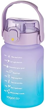 1000 ml Pipetli/Pipetsiz Kullanım Çift Renk SoftTouch Motivasyon Matarası Sticker Hediyeli