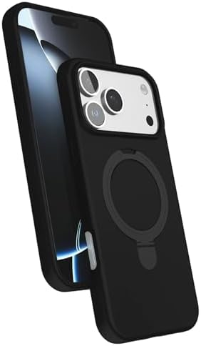 iPhone 17 Pro Max ile uyumlu Kılıf MagSafe ile uyumlu MP-Regal Katlanabilir Standlı El parmak geçmeli Kablosuz Şarj Destekli Siyah