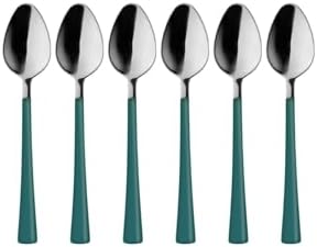 6 Parça Çay Kaşığı Seti, Paslanmaz Çelik, Gümüş Yeşil, 11 cm, 70 gram, El Yıkama