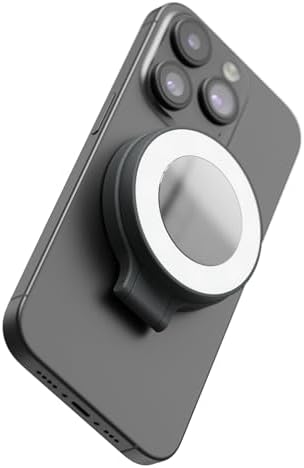SnapPocket Light – LED selfie halka ışık, dört parlaklık ayarı ve entegre pil – manyetik tutucu her telefona sabitlenebilir – katlanabilir tasarım