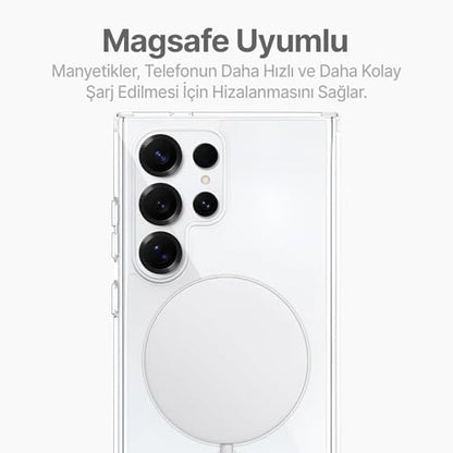 MADNOVA Galaxy S25 ULTRA ile Uyumlu Kılıf Şeffaf Kamera Korumalı Magsafe Uyumlu Telefon Kılıfı