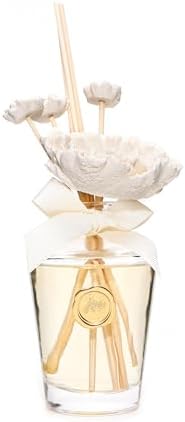 130 ml Ekru Çiçek Seramik Taş Bambu Çubuklu Black Vanilya Oda Kokusu
