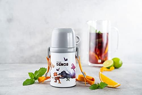 Isoleerfles Met Beker in Draagriem - 380 ml - Dino Marka
