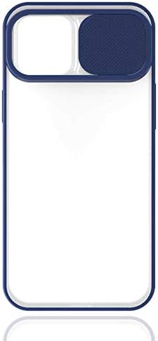 Apple iPhone 12 Pro ile uyumlu Kılıf Slayt Sürgülü Arkası Buzlu Lensi Kapak - Lacivert