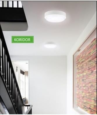 Banyo Tavan Lambası Artos 20w Yuvarlak Beyaz Balkon Lambası 6400k Beyaz Led Işık Teras Duvar Lambası (Beyaz)