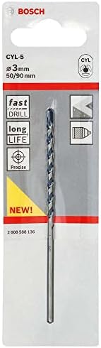 Professional Accessories Matkap ve Kırıcı Delici Uçları, Taş ve Beton, Gri, Durchmesser-3 mm/Gesamtlänge-90 mm, 1 Adet