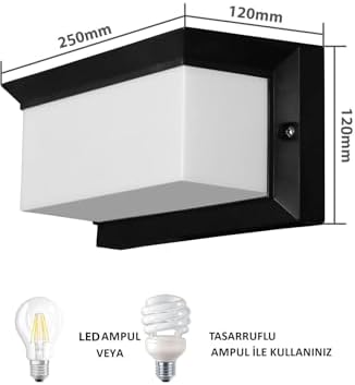 Bahçe Aydınlatması Led Işık 25cm E27 Duylu Zita Ultra Şapkalı Bahçe Duvar Aplik Su Geçirmez
