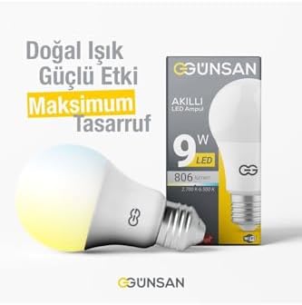 Akıllı Wifi LED Ampul Beyaz Işık Sesli Komut & Tuya & Smart Life Uyumlu (9W 2700K-6500K Ayarl