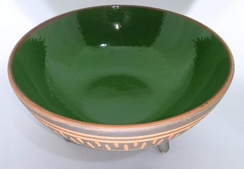 Dekoratif Sunum Kasesi, Seramik Ayaklı Sunum Kasesi, Servis Kasesi, Servis Tabağı, Kase, Tabak (Koyu Yeşil, 20 Cm)