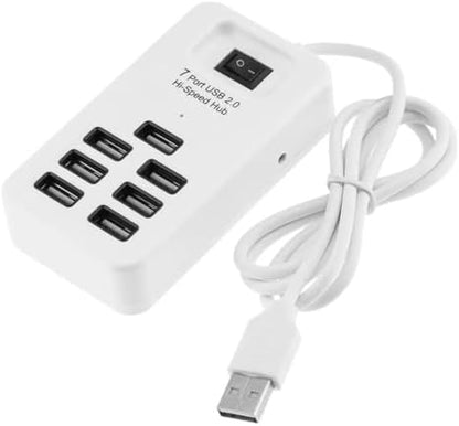 7 Port USB 2.0 Anahtarlı ve 1 Metre Kablolu Hub Çoklayıcı, USB 2.0 (High-Speed), 480 Mbps'e kadar