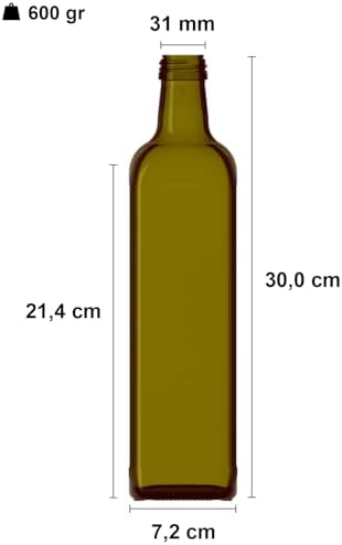 1000 ml Yeşil Maraska Yağdanlık Kapaklı Ve Kapüşonlu 1000 Cc Köşeli Cam Şişe 2 Adet