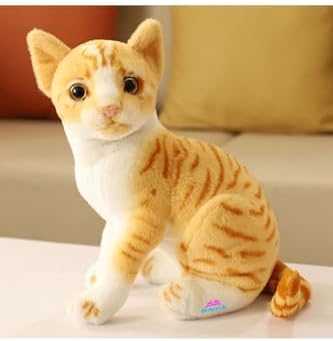 Hediyecik Gerçek Görünümlü Ayakta Peluş Kedi Sar Tekir 40 Cm, Sarı